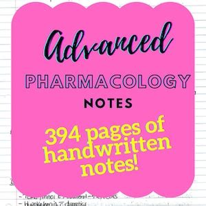 Advanced Pharmacology Handwritten Notes Etsy