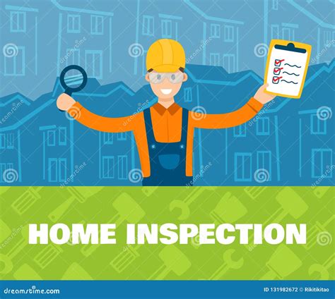 A Vector Illustration Of Home Inspector In Front Stock Vector