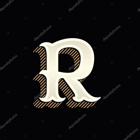 R letter logo in vintage western style with lines shadow. — Stock ...