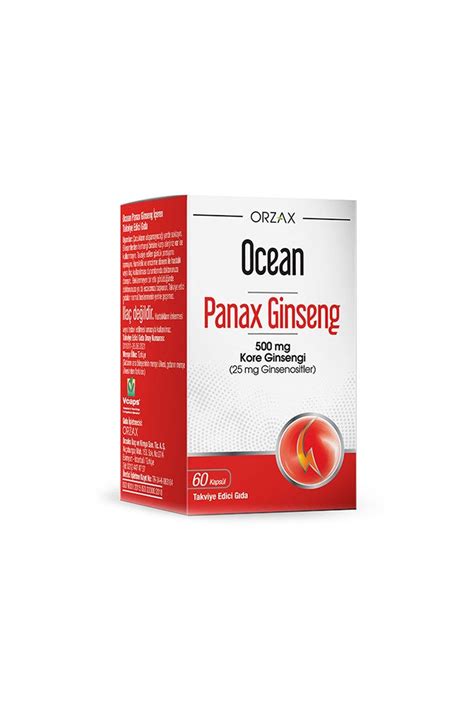 Ocean Panax Ginseng 500mg 60 Kapsül Kore Ginsengi İçeren Takviye Edici