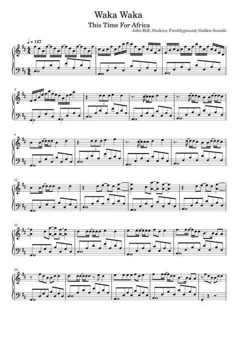 Waka Waka This Time For Africa Arr Shakira Sheet Music Shakira