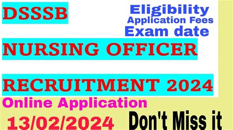 DSSSB NURSING OFFICER RECRUITMENT 2024 Online Application From 13 02