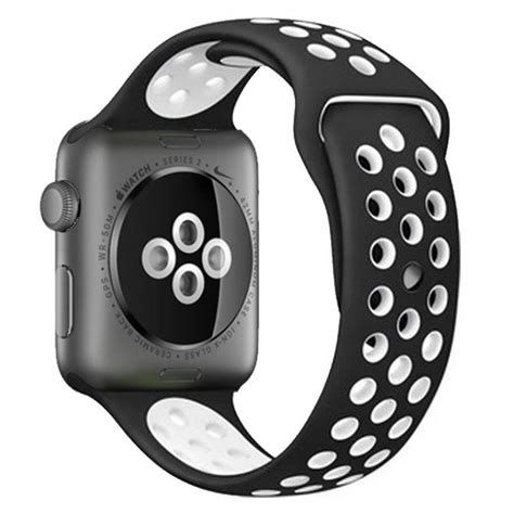 Apple Multi-colour Silicone Watch Strap 38mm-Black White - GeeWiz