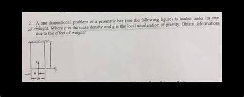 Solved 2. A one-dimensional problem of a prismatic bar (see | Chegg.com