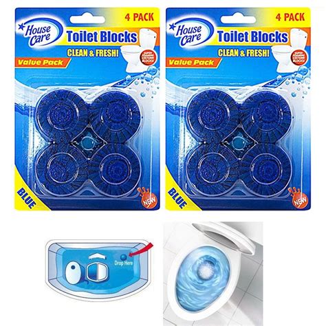 8 Automatic Bleach Toilet Bowl Cleaner Stain Remover Blue Tabs Tablet Flush Tank