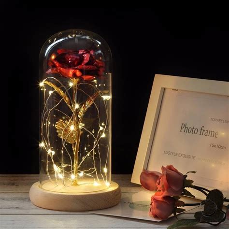 Forever Rose With Glass Dome Led Light