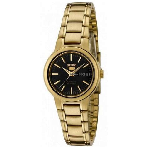 Seiko 5 Automatic Gold Stainless Steel Womens Watch Symk22k1p For 163