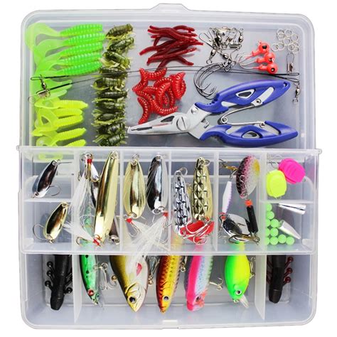 Lixada 101PCS Fishing Lures Tackle Mixed Hard Baits Soft Baits Popper