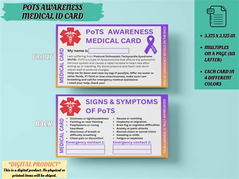 PoTS Awareness Emergency Medical ID Card - Study In Nursing