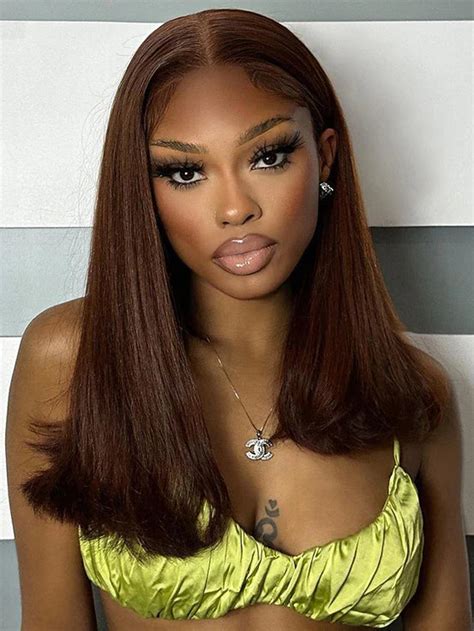 Chestnut Dark Brown 4 Straight 13x4 Lace Front Human Hair Wig