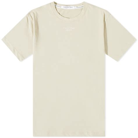 Calvin Klein Stacked Logo T Shirt Wheat End Gb