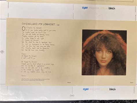 Kate Bush The Original Proof Artwork For The Lionheart Cd Cover