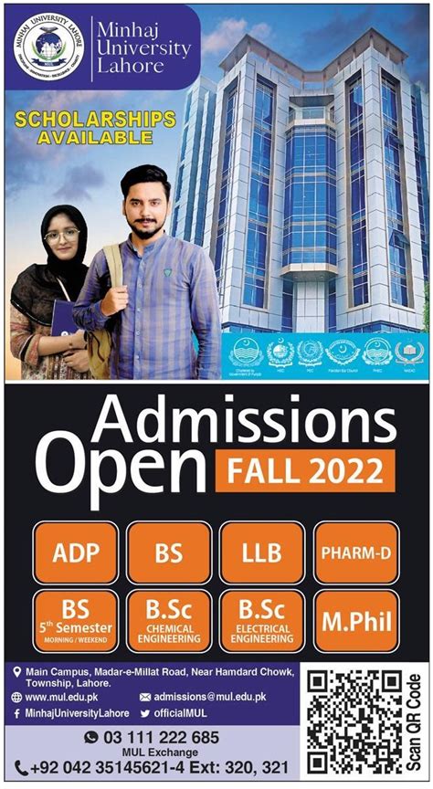 Minhaj University Lahore Admission 2023