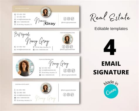 Real Estate Email Signature Template Canva Realtor Branding Etsy