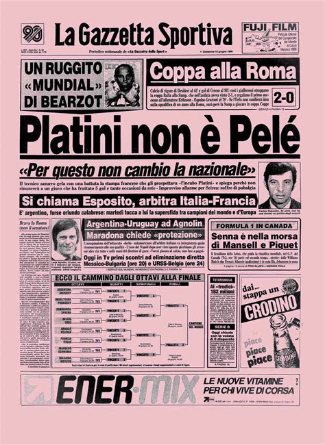 Prima Pagina De La Gazzetta Dello Sport Del Giugno