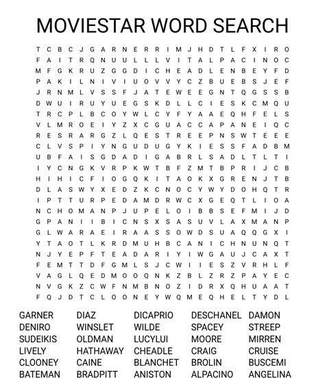 Moviestar Word Search Word Search Wordmint