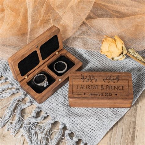 Personalized Wedding Ring Box Rustic Ring Bearer Box Custom Etsy