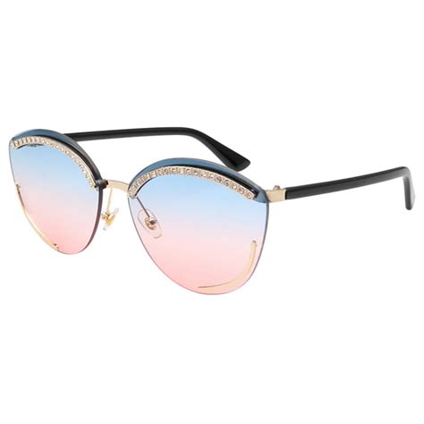 Women Diamond Sunglasses Luxury Brand Designer Half Frame Gradient Sun