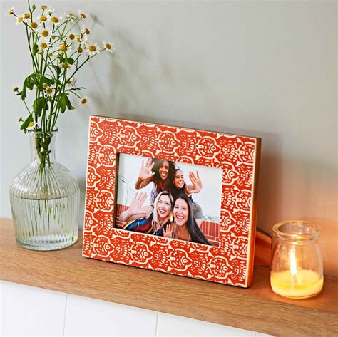 Orange Floral Mango Wood Photo Frame 4x6 Picture Frame 5x7 Etsy