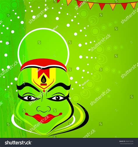 Beautiful Kathakali Dancer Face Floral Background Stock Vector Royalty