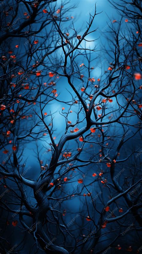 Premium AI Image | Blue iphone wallpaper of tree branches