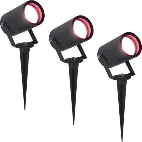 3x Hoftronic Smart Spikey Tuinspot Voor Buiten Led Zwart