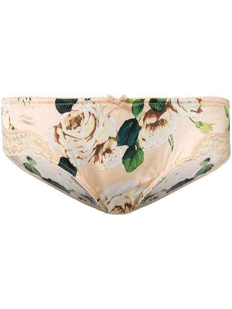 Dolce And Gabbana Floral Print Side Lace Briefs Farfetch