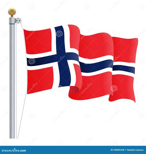 Bandera De Noruega Que Agita Aislada En Un Fondo Blanco Ilustraci N Del