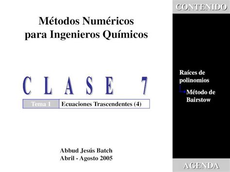 PDF CONTENIDO Métodos Numéricos para Ingenieros Químicos Clase 4