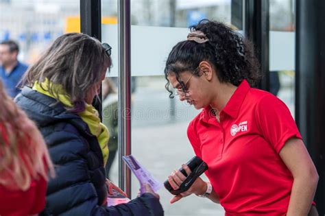 Abn Amro Open Tournament Crew Checking Visitor Ticket At Ahoy Areana