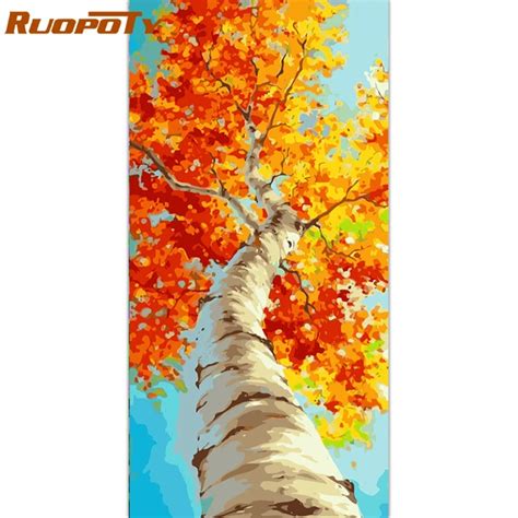 Ruopoty X Cm Frame Tree Diy Painting By Numbers Landscape Acrylic