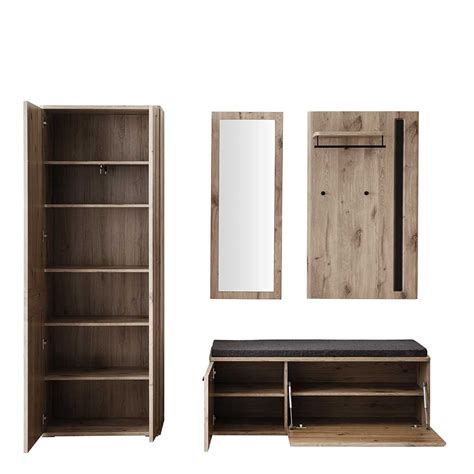 Garderobe Flurm Bel Set Modern In Wildeiche Nb Grau Baiamare