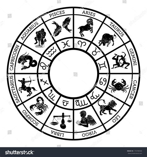 Zodiac Sign Icons Representing Twelve Signs Stock Vector Royalty Free