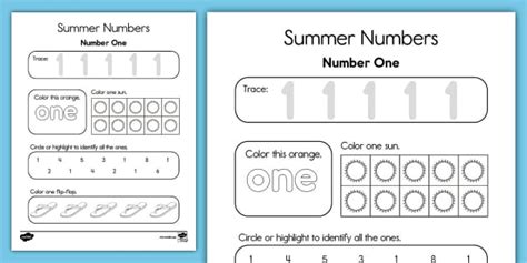 Summer Number One Worksheet Special Education Twinkl