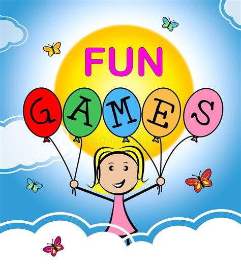 Fun Games Means Play Time and Cheerful Stock Illustration ...