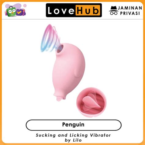 Jual Penguin Sucking And Licking Vibrator 2 In 1 By Lilo Merah Muda