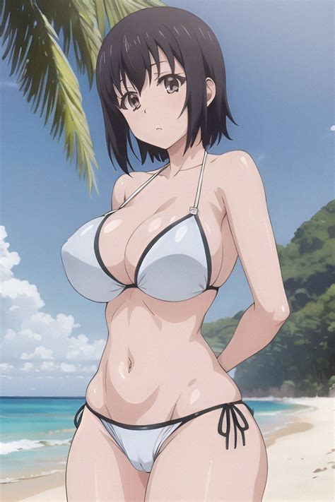 Busty Hentai 1girl Ai Generated Big Breasts Bikini Black Hair Breasts