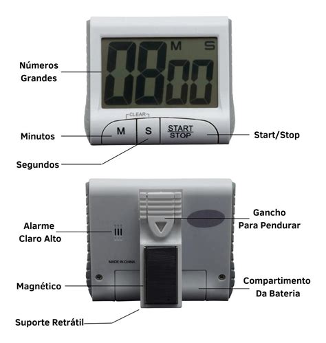 Timer Digital Temporizador Cronômetro Cozinha Imã Regressivo