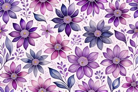 Premium AI Image | Purple flowers pattern on a white background ...