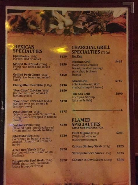 Menu At La Parrilla Plaza La Isla Canc N Blvd Kukulcan S N