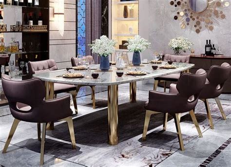 Restaurant Style Newly Designed Luxurious Marble Top Dining Table Set