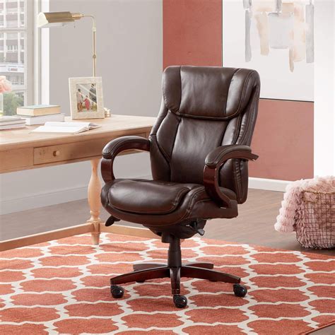 La Z Boy Bellamy Executive Bonded Leather Office Chair Coffee Brown