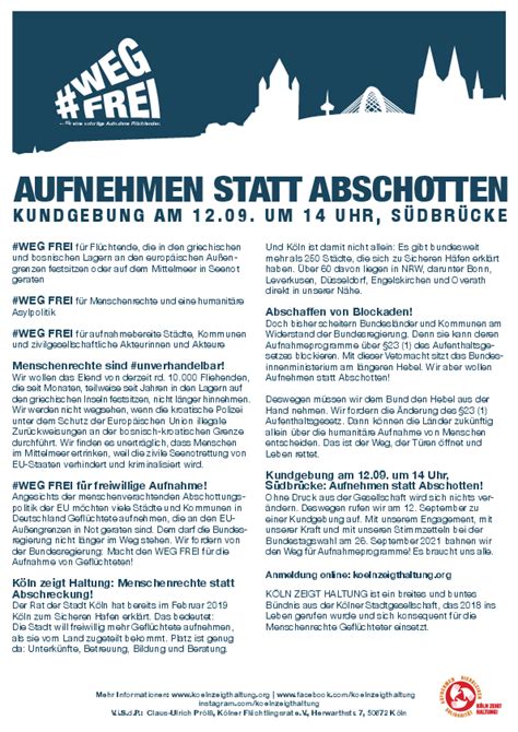 Weg Frei Aufnehmen Statt Abschotten Willkommenskultur K Ln