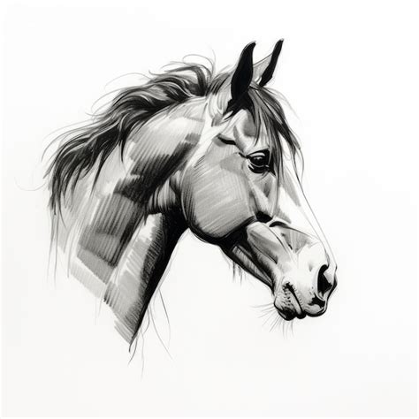 Premium Photo | Black And White Horse Head Drawing Precision Painting Illustration