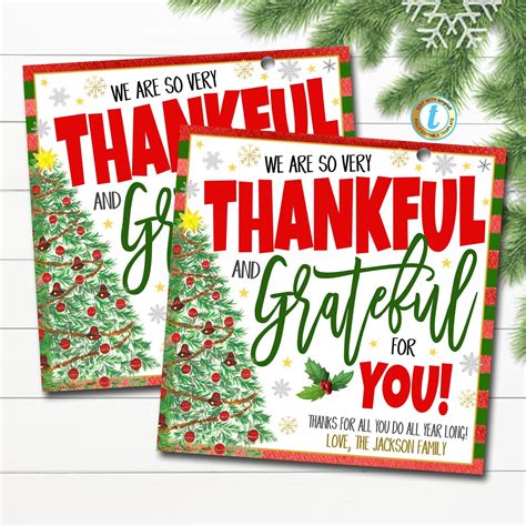 Holiday Grateful For You Gift Tags | TidyLady Printables