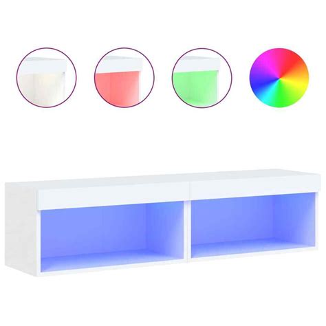 Meubles Tv Avec Lumi Res Led Pcs Blanc X X Cm Ebay