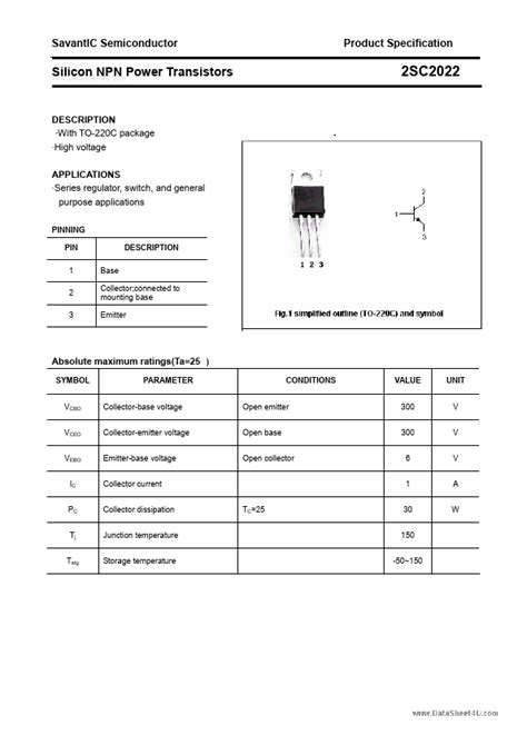 Sc Savantic Transistor Hoja De Datos Ficha T Cnica Distribuidor