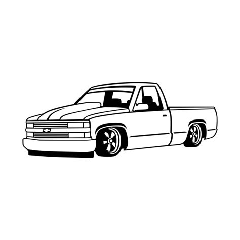 Lowered Chevy Truck Shirt Black And White Pickup Truck Drawing