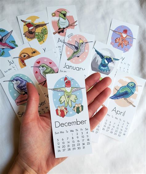 2021 Hummingbird Calendar Mini Desk Size Printed on | Etsy