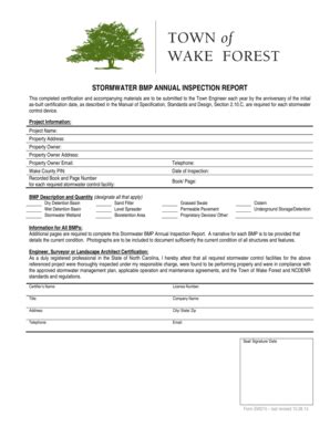 Fillable Online Wakeforestnc Stormwater Bmp Annual Inspection Report